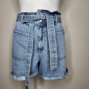 Zara Light Blue Jean Shorts with Belt